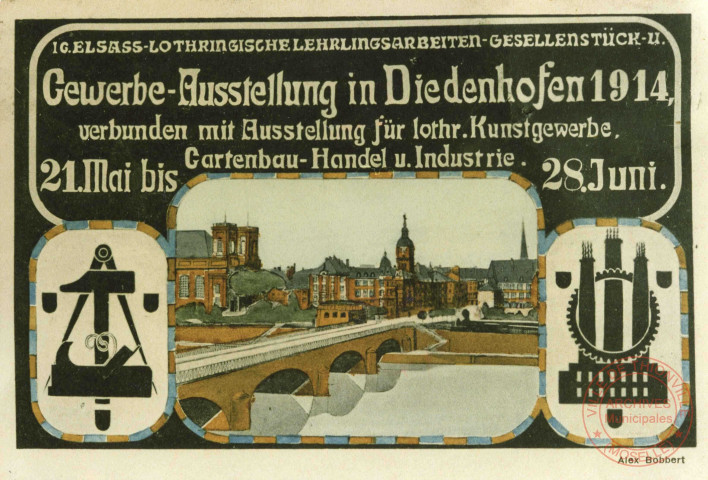 16ème exposition commerciale des compagnons d'apprentissage d'Alsace-Lorraine couplée à l'exposition des arts décoratifs, de l'horticulture, du commerce et de l'industrie lorrains du 21 mai au 28 juin 1914