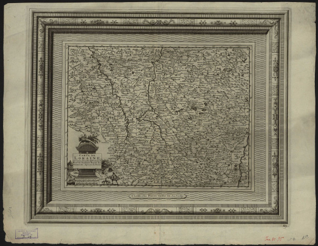 CARTE DE LORRAINE, SUIVANT LES NOUVELLES OBSERVATION DE MESSrs. DE L'ACADEMIE ROYALE DES SCIENCES, ETC. AUGMENTEES DES NOUVELLES