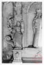 Retable architecturé à niche situé dans l'oratoire de Haute-Parthe (commune de Boust), rue des Faisans. Il présente 3 statues : Ici le détail de Sainte-Barbe. Sculpté par Nicolas Greff