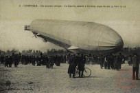 LUNEVILLE.- Un moment critique - Le Zeppelin, délesté à l'arrière, pique du nez (4 Avril 1913)