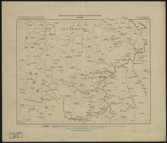 HISTORISCH-STATISTISCHE GRUNDKARTE DES DEUTSCHEN REICHS. 1 : 100 000. SECTION EWRINGEN 539. DIEDENHOFEN 553