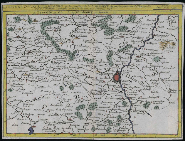 CARTE DU DUCHE DE LUXEMBOURG ET DES CONFINS DE LA LORRAINE OU SONT LES ENVIRONS DE THIONVILLE