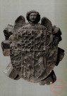 Thionville - Musée de la Tour aux Puces - Grande clef de voûte aux armes d'Elisabeth de Goerlitz provenant de l'ancienne chapelle des Augustins