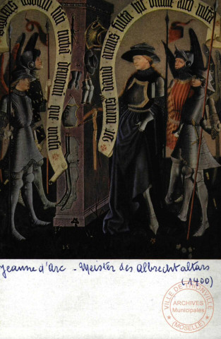 Meister des albrechtaltars (um 1440) : Maria als Königin der Potestatesz. : (Darstellung der Jeanne d'Arc.) = St. Mary, Queen of power. = (Représentation of Jeanne-d'Arc.) : (Wien-Klosterneuburg, Stiftsmuseum.)