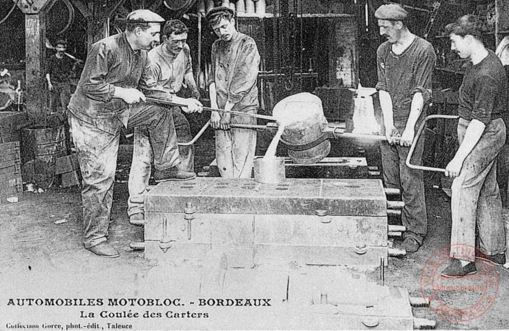 Cartes d'Autrefois (1890-1920) - Industrie - Automobiles Motobloc - Bordeaux - La coulée des carters