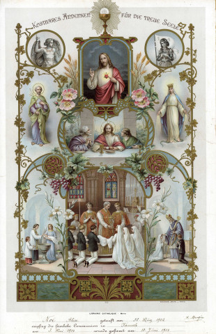 [Diplôme de communiante de Alice Noë de Fameck en 1914]