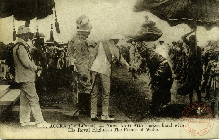 Accra (Gold Coast) - The Beach - Nana Afori Atta shakes hand with His Royal Highness The Princes of Wales