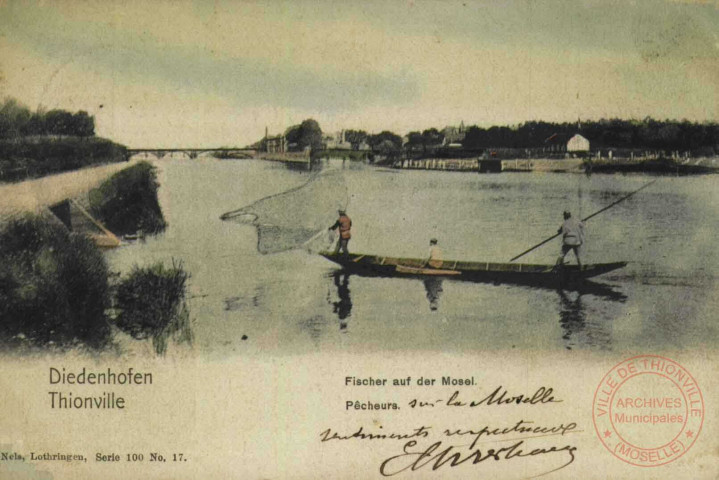 Diedenhofen = Thionville : Fischer auf der Mosel = Pêcheurs sur la Moselle