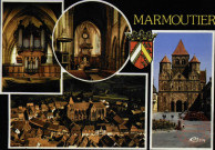Marmoutier (Bas-Rhin) Abbatiale de Marmoutier, façade romane (XIIe siècle). La nef, les orgues Silbermann et vue aérienne de l'ancien couvent