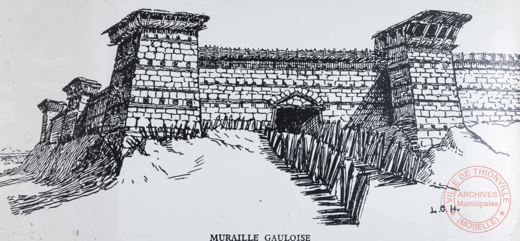 [Reproduction d'un dessin d'une muraille gauloise]