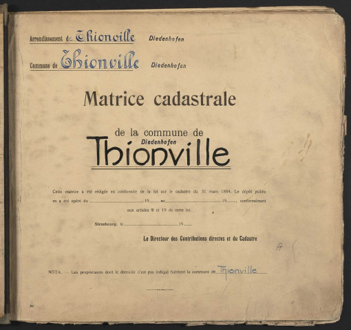 Matrice cadastrale des propriétés bâties et non bâties : liste des propriétaires [A] (1904-1929)