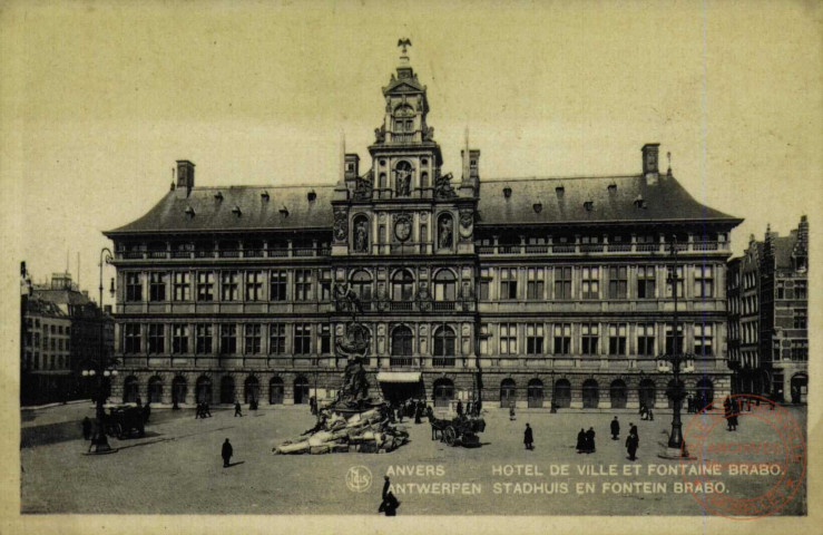 Anvers. Hôtel de Ville et Fontaine Brabo.