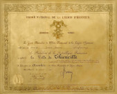 Diplôme de chevalier de l'ordre nationale de la Légion d'honneur accordé le 27 janvier 1923.