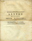 Imprimé intitulé 'Lettre du général Félix Wimpffen, au ministre Pache', papier, 6 f°, impr. à Caen chez G. Le Roy, 1793.dim. 24,5 x 19 cm.