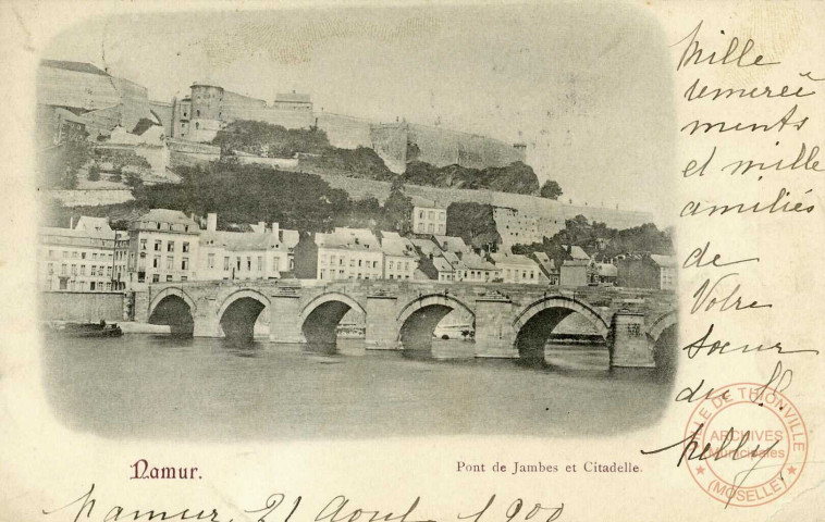 Namur. Pont de Jambes et Citadelle.