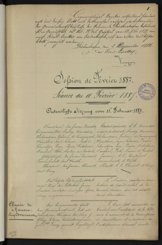 registre de délibérations du conseil municipal du (11/02/1887 au 20/02/1888)