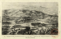 Campagne de Metz, bataille de St-Privat, le 18 août 1870, à 5 heures du soir. Village de Gravelotte, la Moselle, Metz dans le lointain