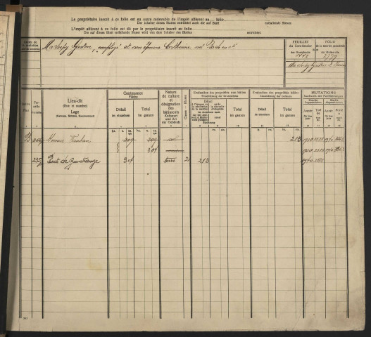 Matrice cadastrale des propriétés bâties et non bâties : liste des propriétaires [M] (1904-1929)