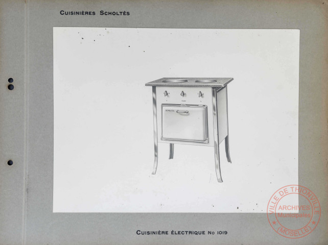 Etablissement E. Scholtès Thionville - Cuisinières Scholtès - Cuisinière électrique n° 1019