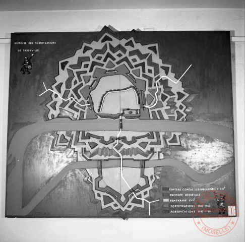 Exposition sur les fortifications à Thionville en 1970 par Georges Martig - Panneau : Histoire des fortifications de Thionville