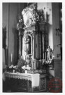 Autel, retable (autel secondaire de la Vierge) XVIIIe situé à l'église Saint-Nicolas de Rodemack.