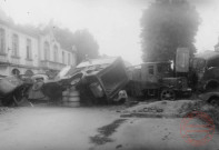 Guerre 1939-1945. Barrage routier destiné à briser l'avance alliée, avenue Alber 1er