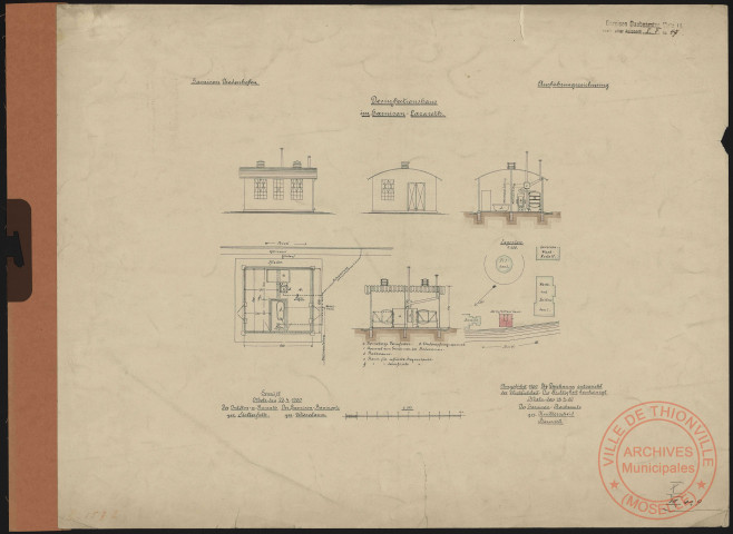 DESINFECTIONHAUS. GARNISON DIEDENHOFEN. AUSFÜHRUNGZEICHNUNG.