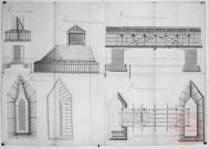 Plan, coupe et profil du pont couvert de Thionville