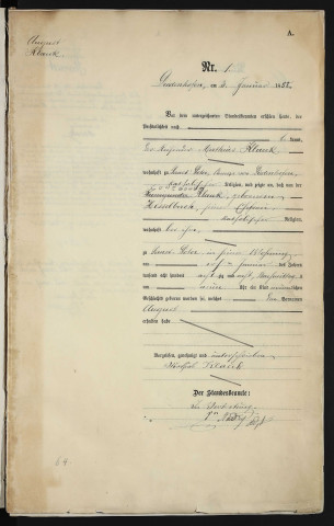 État civil : registre de naissances (1888)