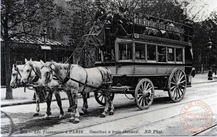 Les Transports à Paris - Omnibus à trois chevaux