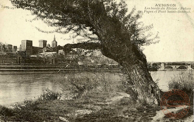 Avignon. Les Bords du Rhône-Palais des Papes et Pont Saint-Bénézet.