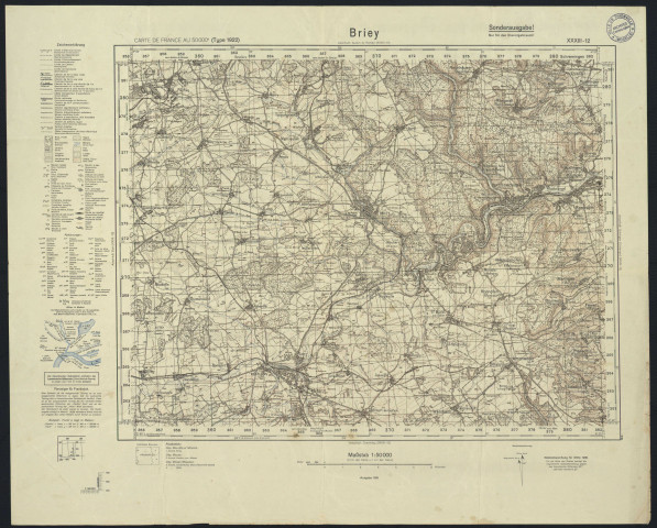 CARTE DE FRANCE AU 50 000e (Type 1922). BRIEY Feuille XXXIII-12 