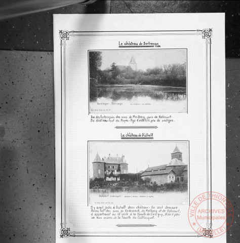 Exposition sur les fortifications à Thionville en 1970 par Georges Martig - Le château de Bertrange et le château de Distroff
