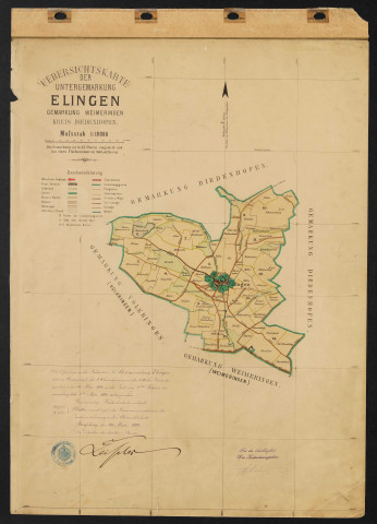 Uebersichtskarte der untergemarkung Elingen Gemarkung Weimeringen Kreis Diedenhofen.