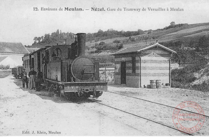 Cartes d'Autrefois (1890-1920) - Transports et communications - Environs de Meulan - Nézel - Gare du Tramway de Versailles à Meulan