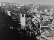 La tour des Sorcières et l'église paroissiale de Sierck-lès-Bains vues depuis le château