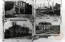 Gruss aus Ueckingen - Restauration - Hauts-Fourneaux - Eisenwerk - Brauerei - Bahnhofs-Analcht / Vue de la Gare