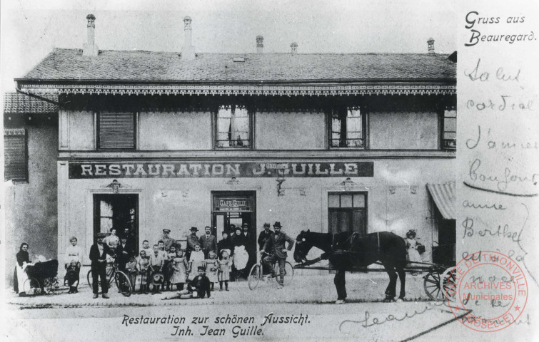 Restaurant Jean Guille à Beauregard, Hayengerstrasse (rue d'Hayange), en 1907.