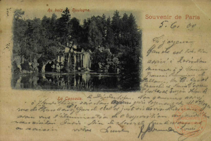 Souvenir de Paris / Au Bois de Boulogne / La Cascade