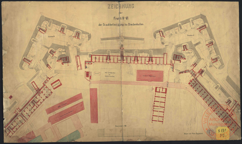 ZEICHNUNG DER FRONT V-VI DER STADTBEFESTIGUNG ZU DIEDENHOFEN.