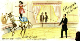 Cirque: dresseur de chiens et de chevaux
