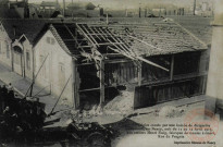 Dégâts causés par une bombe de dirigeable allemand sur Nancy, nuit du 11 au 12 avril 1915, aux ateliers Henri Essig, fabrique de meules à émeri, Rue du Progrès