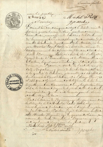 Déclarations d'intention d'élire domicile à Veymerange