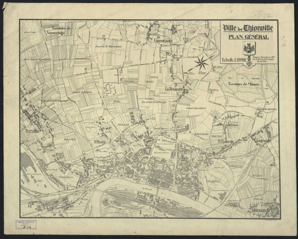 « VILLE DE THIONVILLE PLAN GENERAL »/ dressé par le service d'arpentage -Thionville, Beauregard, St. Pierre, Petite Saison, St. François, Niederfeld.