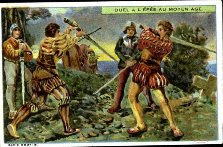 Duel à l'épée au Moyen Âge.