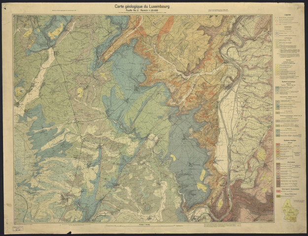 CARTE GEOLOGIQUE DU LUXEMBOURG FEUILLE N°2 REMICH 1 : 25 000