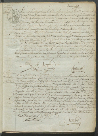 État civil : registre de naissances, mariages, décès (1812)