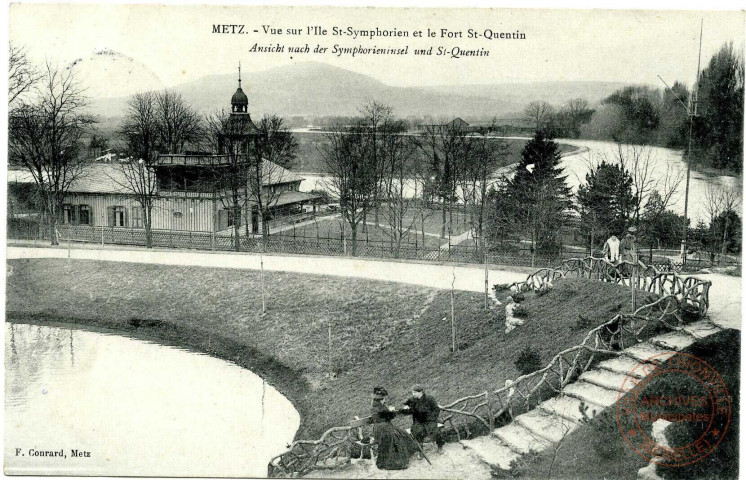 Metz- Vue sur l'Île St- Symphorien et le Fort St-Quentin / Ansicht nach der St-Symphorieninsel und St-Quentin