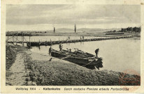 Weltkrieg 1914 - Kattenhofen. Durch deutsche Pioniere erbaute Pontonbrücke