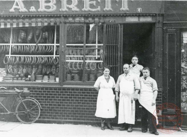 Boucherie-charcuterie A. Brett, 6 rue du Mersch en 1931.